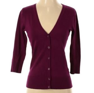 14th & Union Magenta Three-Quarter Sleeve Cardigan Sweater with buttons …